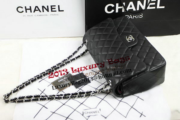 Chanel Classic Flap Bag 1113 Black Original Sheepskin Leather Silver