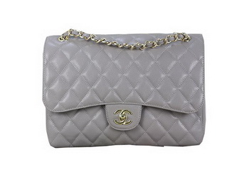 Chanel Classic Flap Bag 1113 Gray Original Cannage Pattern Leather Gold