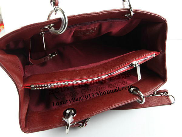 Chanel A50995 Maroon Original Cannage Leather Shoulder Bag Silver