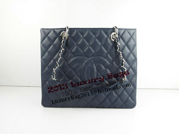 Chanel A50995 RoyalBlue Original Cannage Leather Shoulder Bag Silver