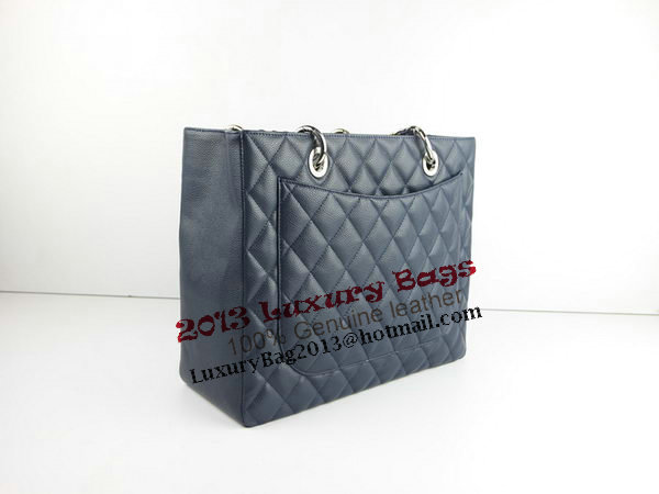 Chanel A50995 RoyalBlue Original Cannage Leather Shoulder Bag Silver