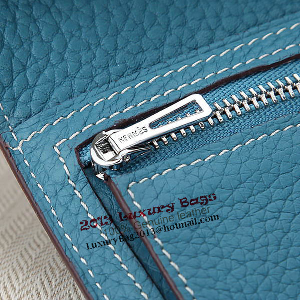 Hermes Bearn Japonaise Bi-Fold Wallet Grainy Leather A208 Blue