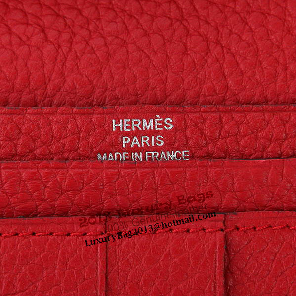 Hermes Bearn Japonaise Bi-Fold Wallet Grainy Leather A208 Red