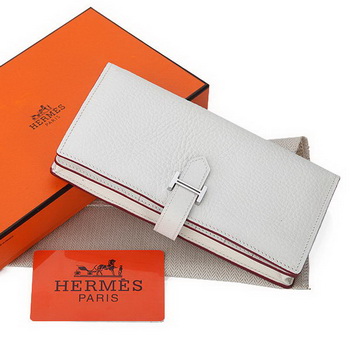 Hermes Bearn Japonaise Bi-Fold Wallet Grainy Leather A208 White