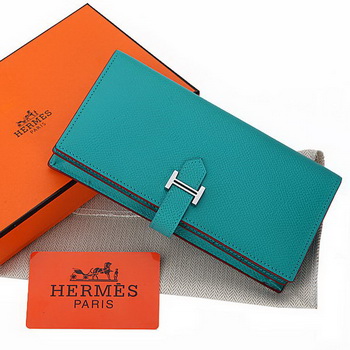 Hermes Bearn Japonaise Bi-Fold Wallet Original Leather A208 Light Green