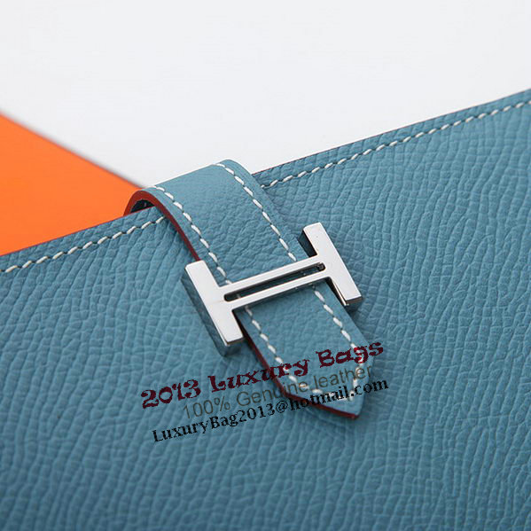 Hermes Bearn Japonaise Bi-Fold Wallet Original Leather A208 SkyBlue