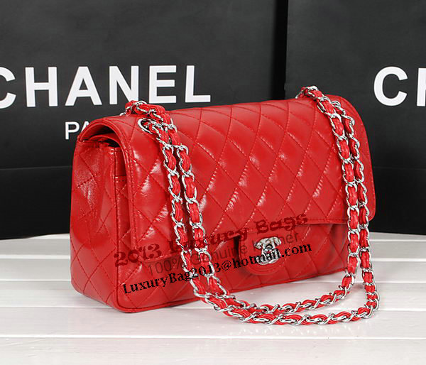 Chanel 2.55 Series Bag 1112 Red Sheepskin Leather Silver