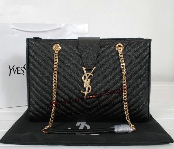 Yves Saint Laurent Classic Monogramme Shopping Bag Y9150 Apricot&Blue&Black