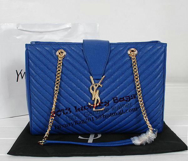 Yves Saint Laurent Classic Monogramme Shopping Bag Y9150 Apricot&Blue&Black