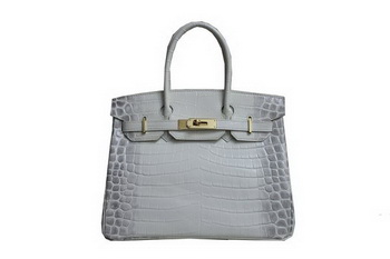 Hermes Birkin 35CM Tote Bag White Croco Leather H35 Gold