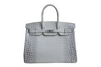 Hermes Birkin 35CM Tote Bag White Croco Leather H35 Silver