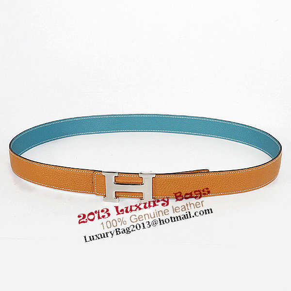 Hermes Bovine Jugular Veins In Blue Belt HR1010B Silver Hermes Bovine Jugular Veins In Blue Belt HR1010B Silver