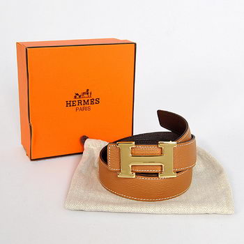 Hermes Dark Brown Bovine Jugular Veins Belt HR1008A Gold