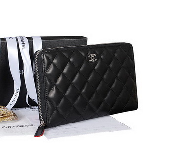 Chanel Matelasse Original Leather Zip Around Wallet A48982 Black