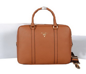 Prada Grainy Calf Leather Briefcase 80661 Wheat