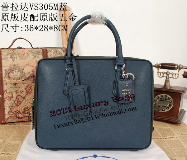 Prada Original Leather Briefcase 305M Blue