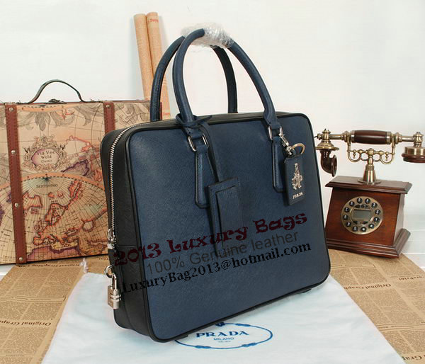 Prada Original Leather Briefcase 305M Blue