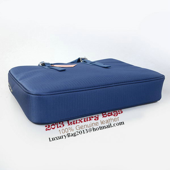 Hermes Mens Briefcase Canvas & Leather H1702D Blue