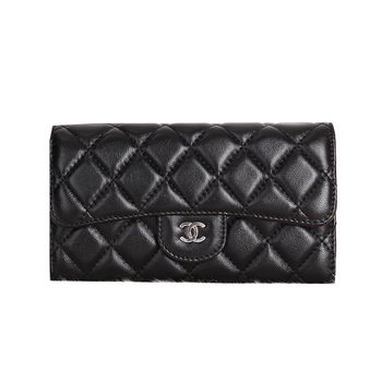 Chanel Original sheepskin Long Tri-Fold Wallet A00333 Black