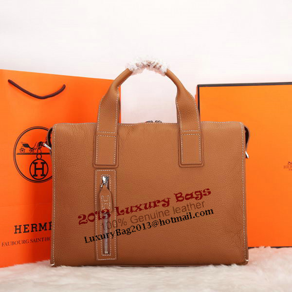 Hermes Mens Briefcase Original Calf Leather H86683 Wheat