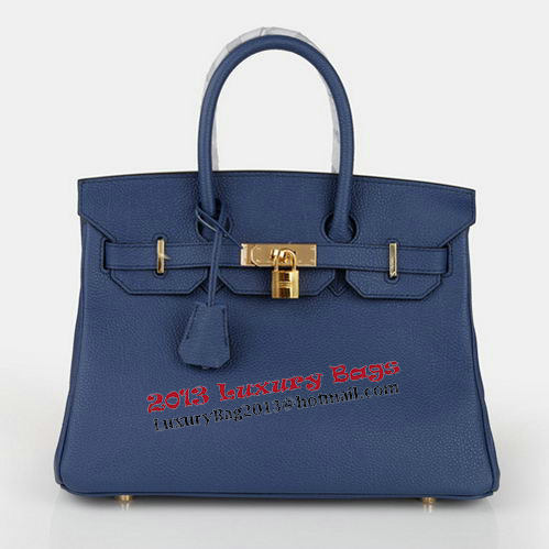 Hermes Birkin 30CM Tote Bag RoyalBlue Original Leather H30 Gold