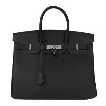 Hermes Birkin 35CM Tote Bag Black Original Leather H35 Silver