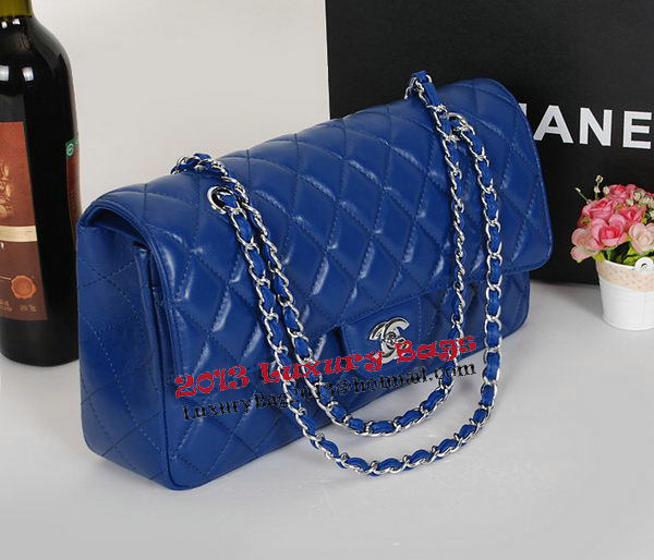 Chanel Classic Flap Bag 1113 RoyalBlue Sheepskin Leather Silver