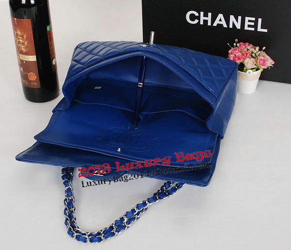 Chanel Classic Flap Bag 1113 RoyalBlue Sheepskin Leather Silver