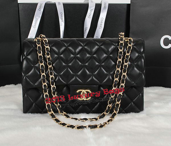 Chanel Classic Flap Bag Black Original Sheepskin Leather A1118 Gold