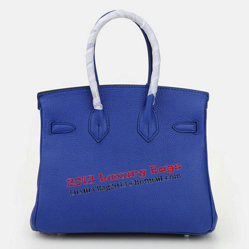 Hermes Birkin 25CM Tote Bags Blue Original Leather Silver