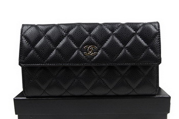 Chanel Matelasse Tri-Fold Wallet Original Cannage Pattern Leater CHA48983 Black