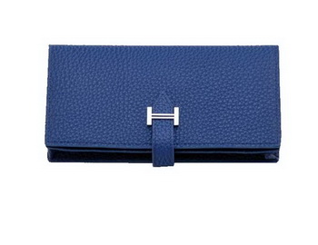 Hermes Bearn Japonaise Bi-Fold Wallet Grainy Leather H68942 Blue