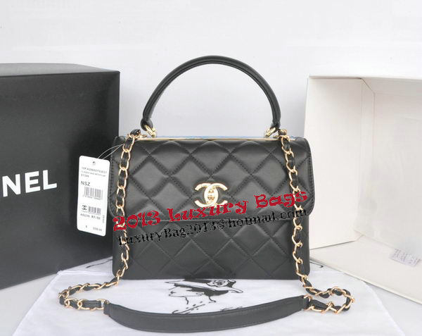 Chanel Classic Top Handle Bag Original Sheepskin Leather CHA92236 Black