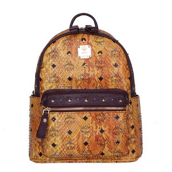 MCM Armour Small Backpack Snake Leather MC2095S Wheat