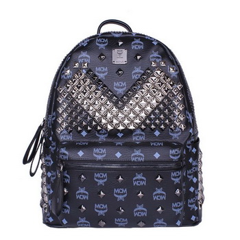 MCM Medium Stark Front Studs Backpack MC4237 Dark Blue