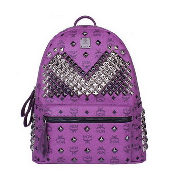 MCM Medium Stark Front Studs Backpack MC4237 Purple