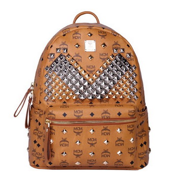 MCM Medium Stark Front Studs Backpack MC4238 Wheat