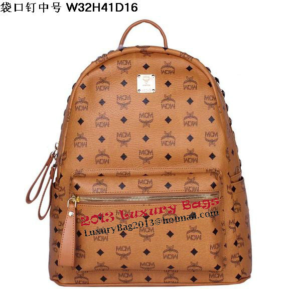 MCM Medium Top Studs Backpack MC4232 Wheat