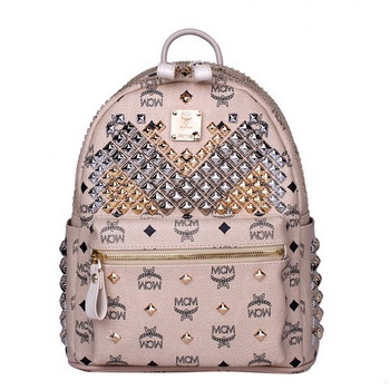 MCM Small Stark Front Studs Backpack MC4237S Beige