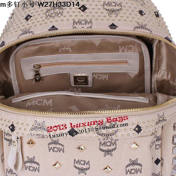 MCM Small Stark Front Studs Backpack MC4237S Beige