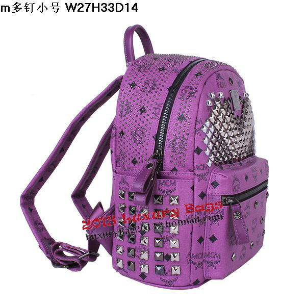 MCM Small Stark Front Studs Backpack MC4237S Purple