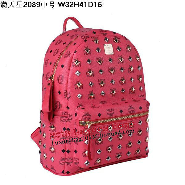 MCM Stark Studded Medium Backpack MC2089 Light Red