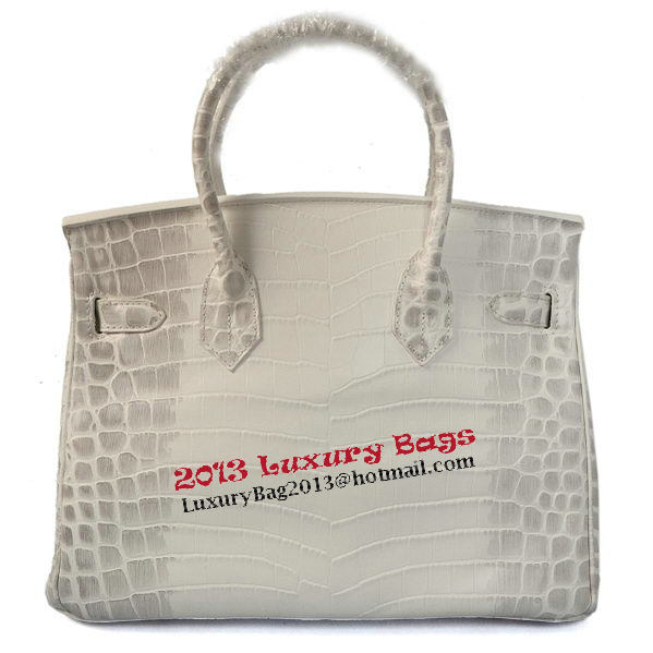 Hermes Birkin 30CM Tote Bags OffWhite Croco Leather Gold