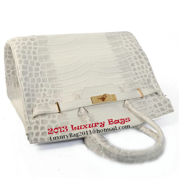 Hermes Birkin 35CM Tote Bag OffWhite Croco Leather Gold