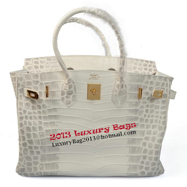 Hermes Birkin 35CM Tote Bag OffWhite Croco Leather Gold