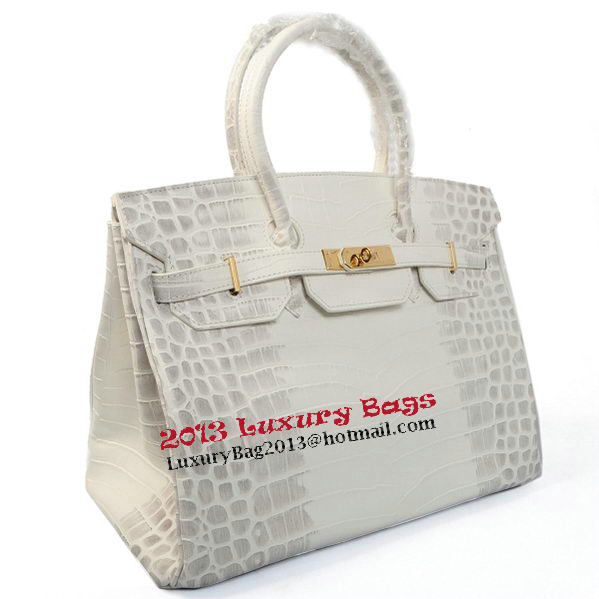 Hermes Birkin 35CM Tote Bag OffWhite Croco Leather Gold