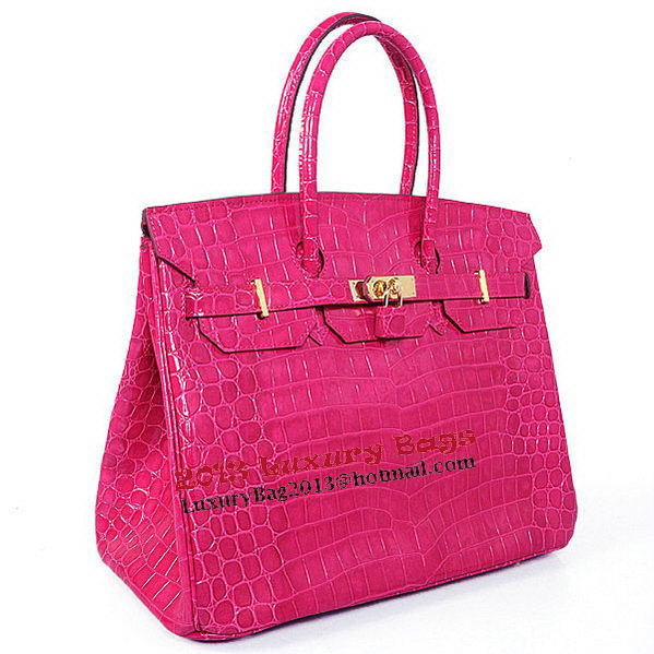 Hermes Birkin 35CM Tote Bag Peach Iridescent Croco Leather Gold