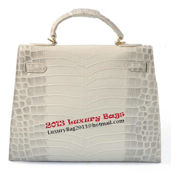 Hermes Kelly 32cm Shoulder Bags OFFWhite Croco Leather Gold
