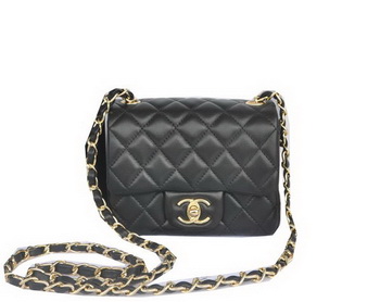 Chanel mini Classic Flap Bag Black Original Sheekskin CHA1115 Gold