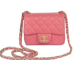 Chanel mini Classic Flap Bag Pink Original Sheekskin CHA1115 Gold